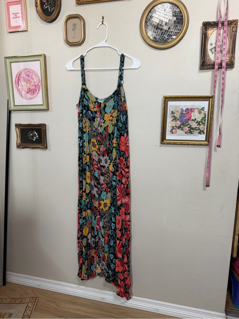 NATURAL LIFE Floral Maxi Slip Dress in Teal, Coral and Yellow